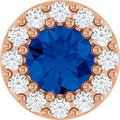 Natural Blue Sapphire And .08 Ctw Natural Diamond Halo-Style Pendant (Style 88590)