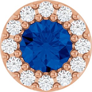 Natural Blue Sapphire And .08 Ctw Natural Diamond Halo-Style Pendant (Style 88590)