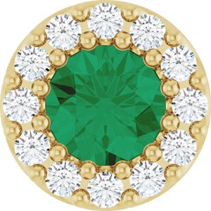 Natural Emerald And .08 Ctw Natural Diamond Halo-Style Pendant (Style 88590)