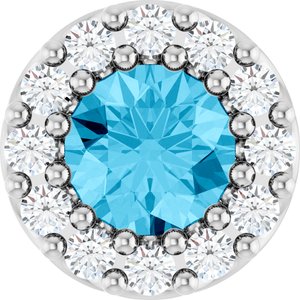 Natural Aquamarine And .08 Ctw Natural Diamond Halo-Style Pendant (Style 88590)