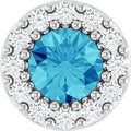 Natural Blue Zircon And .08 Ctw Natural Diamond Halo-Style Pendant (Style 88590)