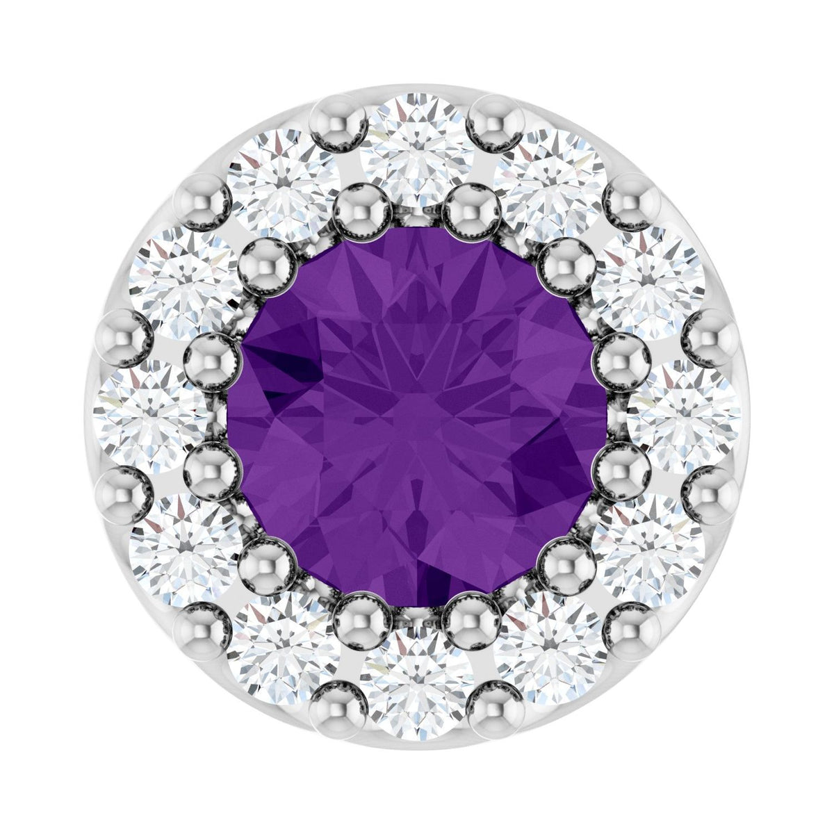 Natural Amethyst And .08 Ctw Natural Diamond Halo-Style Pendant (Style 88590)