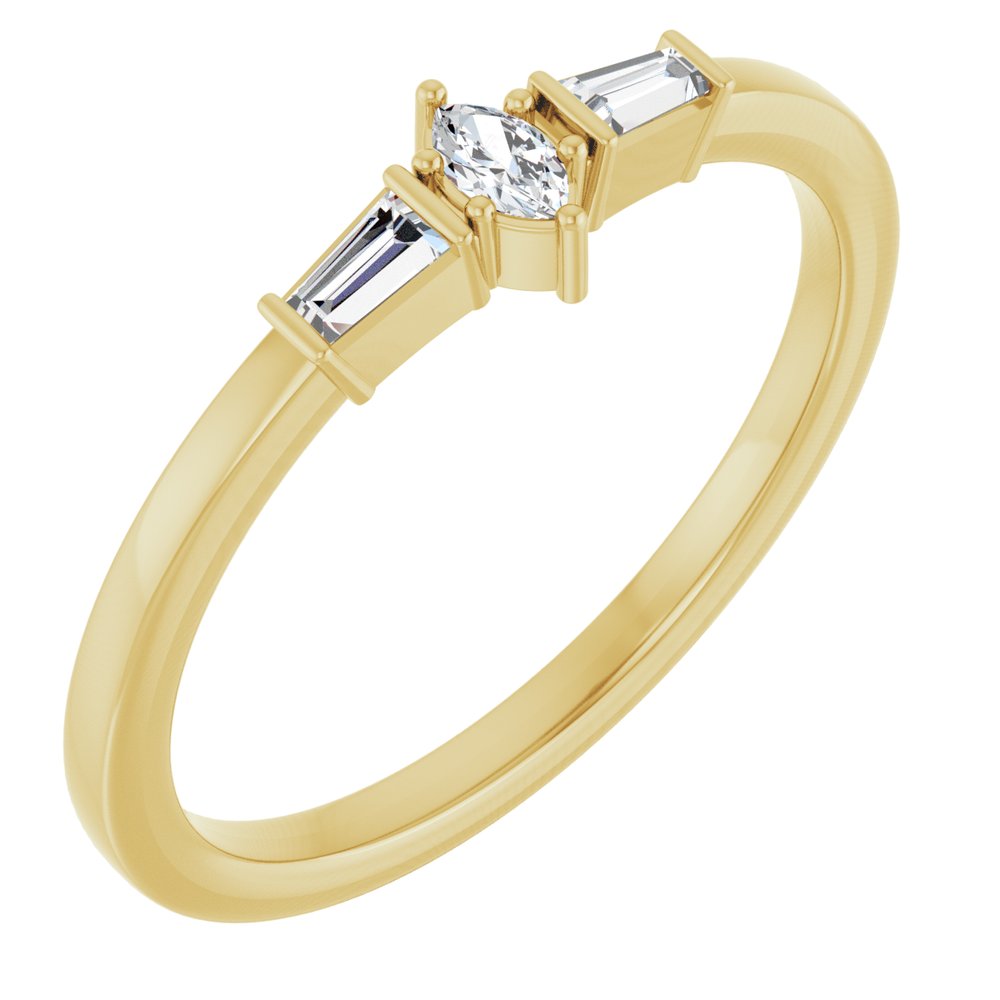 Impress 14K Yellow Gold 16 Ctw Natural Diamond Semi Set Stackable Ring