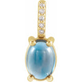 14K Yellow Gold 7x5 mm Natural London Blue Topaz & .02 CTW Natural Diamond Charm/Pendant