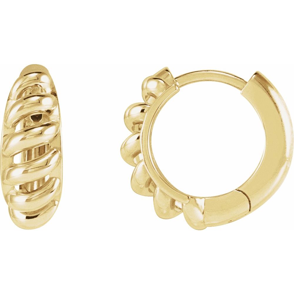 14K Yellow Gold Rope Dome 15.3 mm Hoop Earrings