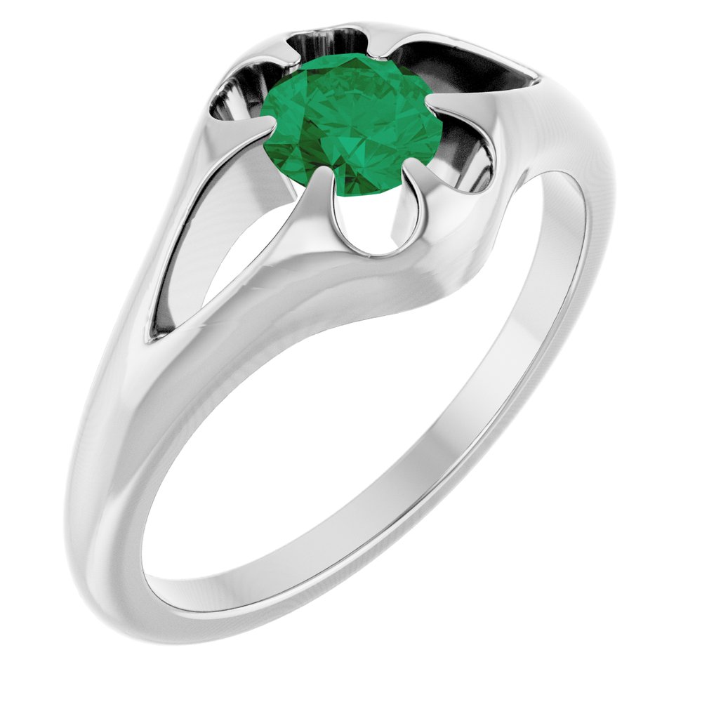 Natural Emerald Belcher Ring (Style 72403)