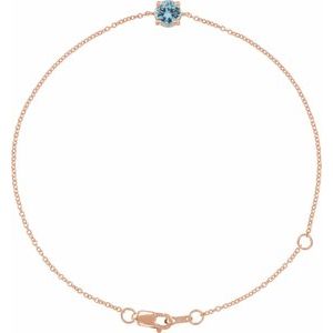 Natural Aquamarine Solitaire Bracelet (Style BRC925)