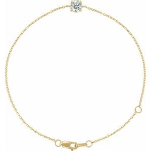 Natural White Sapphire Solitaire Bracelet (Style BRC925)