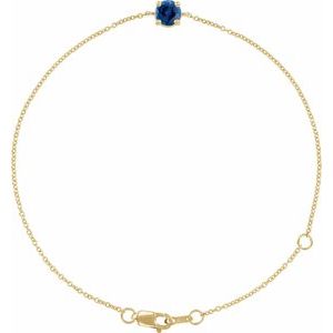 Natural Blue Sapphire Solitaire Bracelet (Style BRC925)