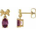 Natural Rhodolite Garnet Bow Earrings (Style 88539)