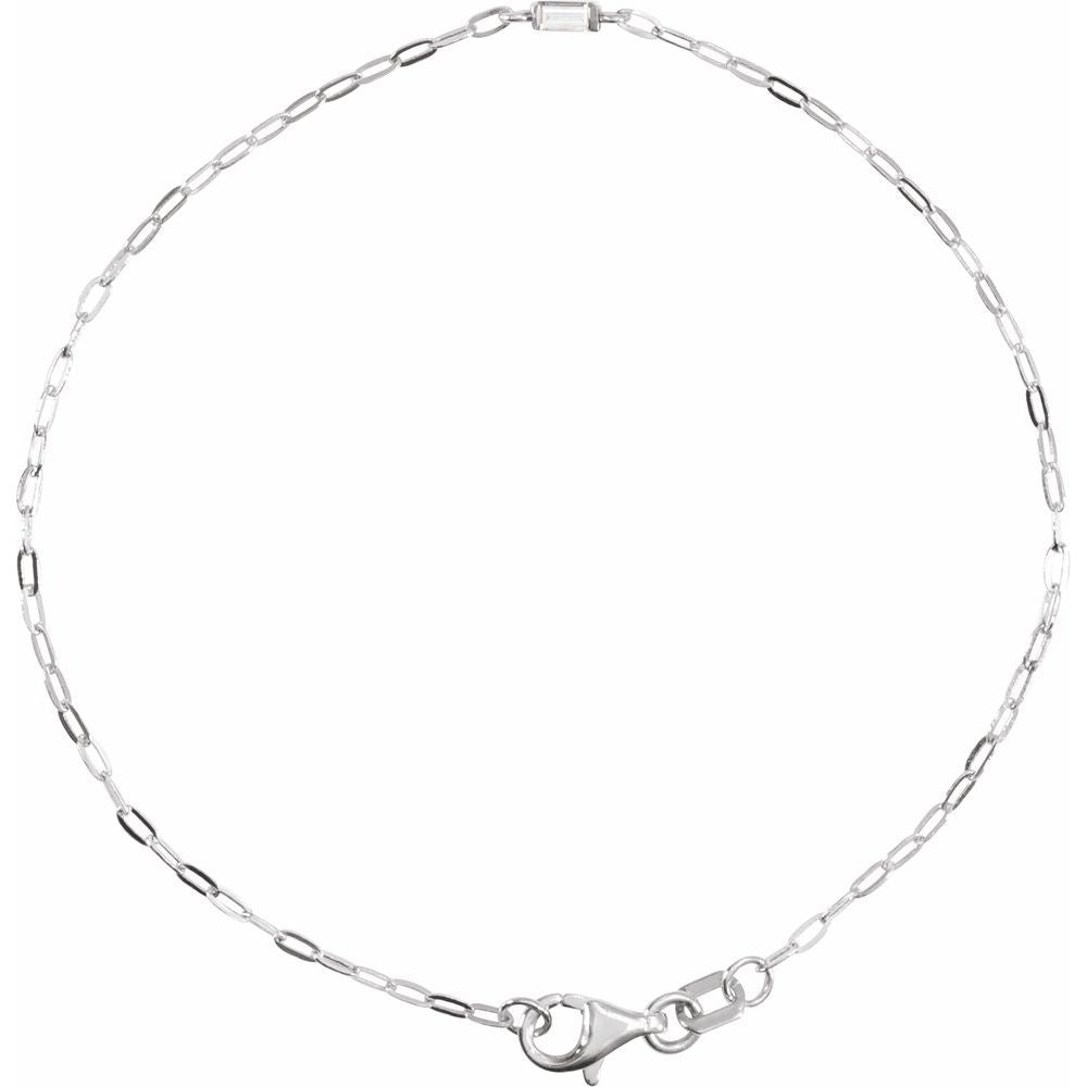 14K White .06 CT Natural Diamond 7" Bracelet