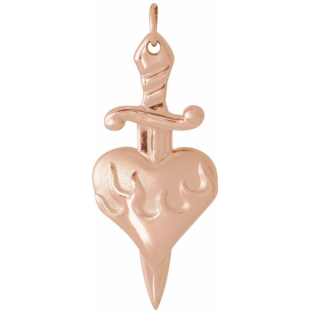 Believer 14K Rose Gold Heart And Dagger Pendant