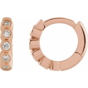 1/8 Ctw Natural Diamond Bezel-Set Hinged Hoop Earrings (Style 88534)