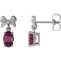 Natural Rhodolite Garnet Bow Earrings (Style 88539)