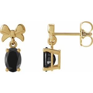Natural Onyx Bow Earrings (Style 88539)