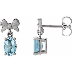 Natural Sky Blue Topaz Bow Earrings (Style 88539)