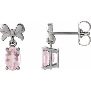 Natural Pink Morganite Bow Earrings (Style 88539)