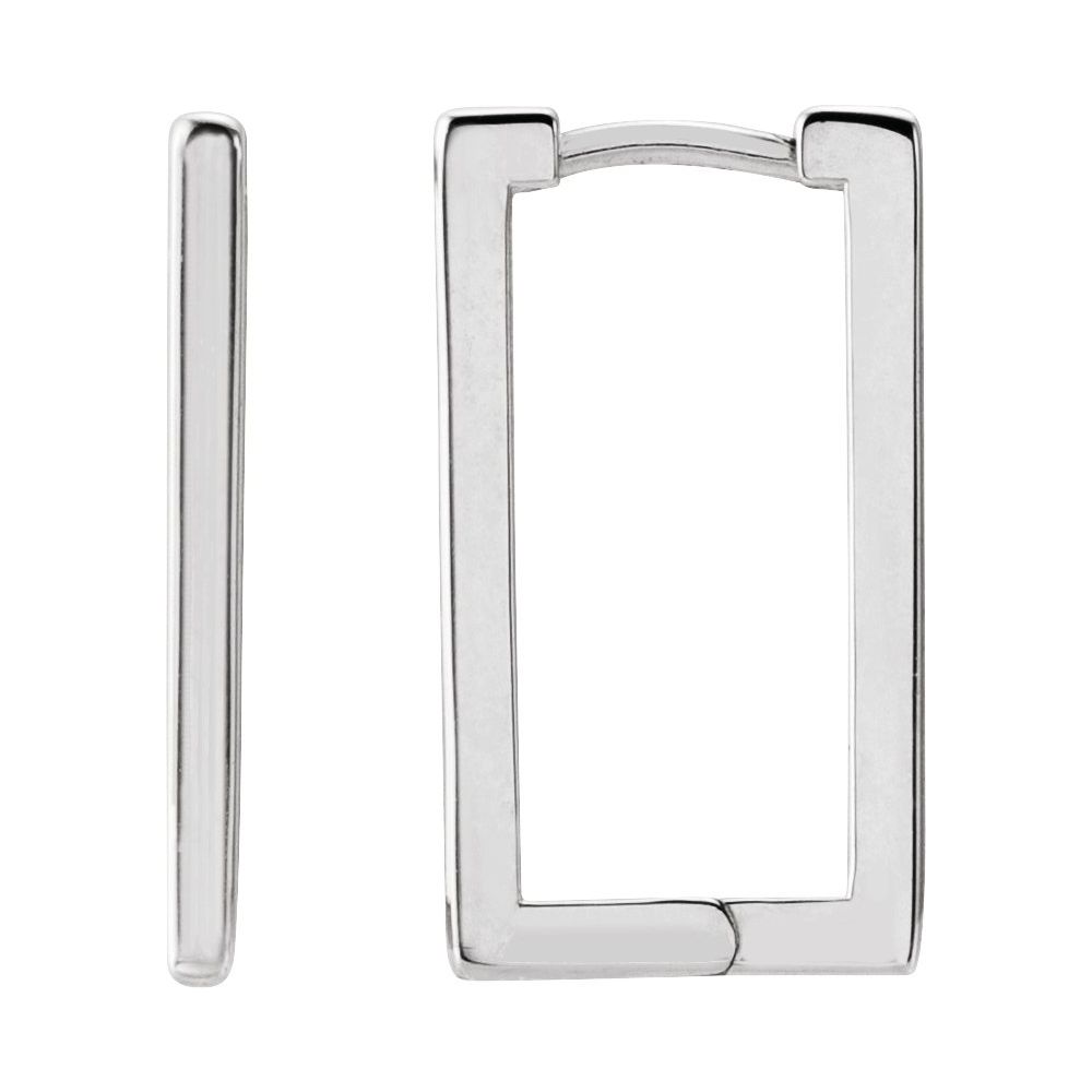 14K White Gold Geometric Hinged 20mm Hoop Earring
