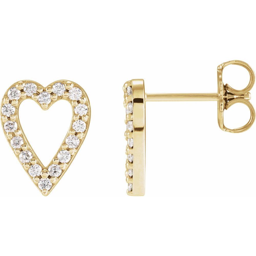 14K Yellow Gold 1/5 CTW Natural Diamond Heart Earrings