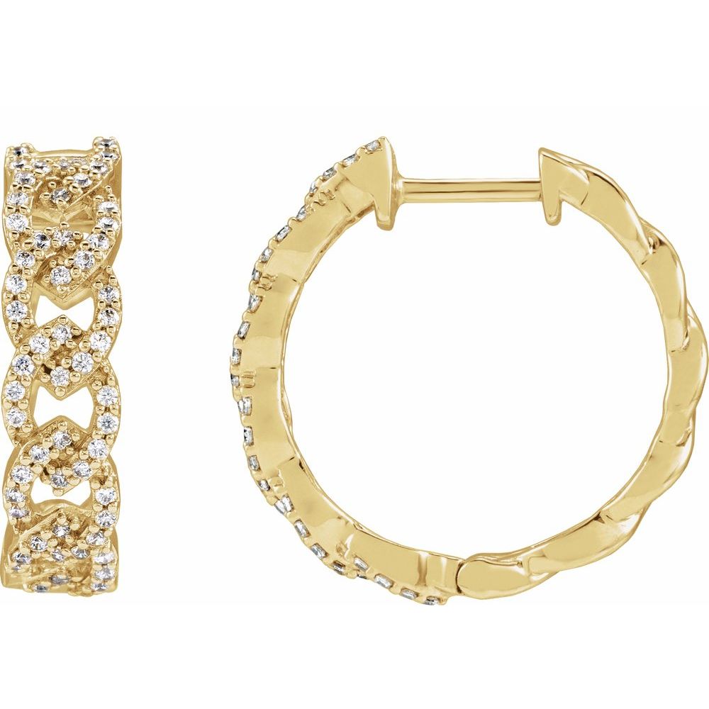 14K Yellow Gold 1/2 CTW Lab-Grown Diamond 19.2 mm Hoop Earrings
