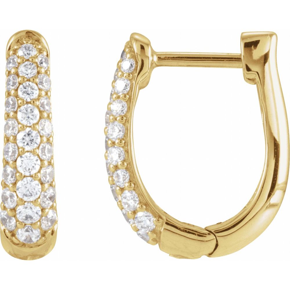 14K Yellow Gold 1/2 CTW Natural Diamond 14.9 mm Hoop Earrings