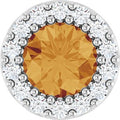 Natural Citrine And 1/10 Ctw Natural Diamond Halo-Style Pendant (Style 88590)