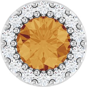 Natural Citrine And 1/10 Ctw Natural Diamond Halo-Style Pendant (Style 88590)