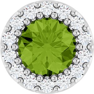 Natural Peridot And 1/10 Ctw Natural Diamond Halo-Style Pendant (Style 88590)