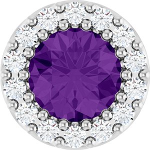 Natural Amethyst And 1/10 Ctw Natural Diamond Halo-Style Pendant (Style 88590)