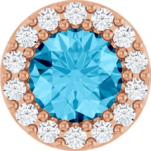 Natural Aquamarine And 1/10 Ctw Natural Diamond Halo-Style Pendant (Style 88590)