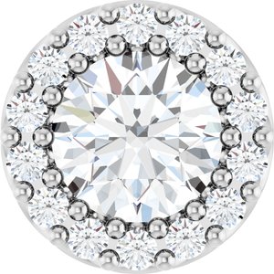Natural White Sapphire And 1/10 Ctw Natural Diamond Halo-Style Pendant (Style 88590)