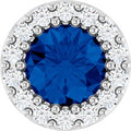 Natural Blue Sapphire And 1/10 Ctw Natural Diamond Halo-Style Pendant (Style 88590)