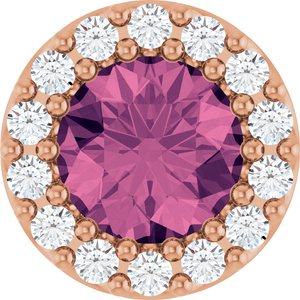 Natural Pink Tourmaline And 1/10 Ctw Natural Diamond Halo-Style Pendant (Style 88590)
