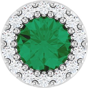 Natural Emerald And 1/10 Ctw Natural Diamond Halo-Style Pendant (Style 88590)