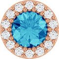 Natural Blue Zircon And 1/10 Ctw Natural Diamond Halo-Style Pendant (Style 88590)