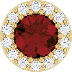 Natural Mozambique Garnet And 1/10 Ctw Natural Diamond Halo-Style Pendant (Style 88590)
