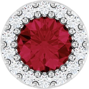 Natural Ruby And 1/10 Ctw Natural Diamond Halo-Style Pendant (Style 88590)