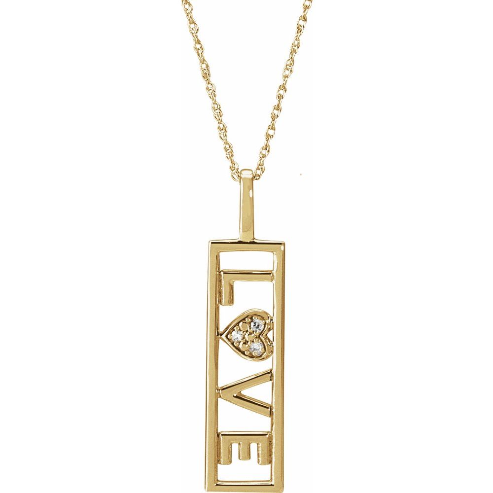 14K Yellow Gold .02 CTW Natural Diamond Love 18" Necklace