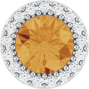 Natural Citrine And 1/8 Ctw Natural Diamond Halo-Style Pendant (Style 88590)
