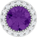 Natural Amethyst And 1/8 Ctw Natural Diamond Halo-Style Pendant (Style 88590)