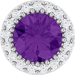 Natural Amethyst And 1/8 Ctw Natural Diamond Halo-Style Pendant (Style 88590)