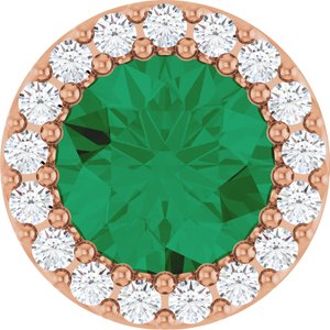 Natural Emerald And 1/8 Ctw Natural Diamond Halo-Style Pendant (Style 88590)
