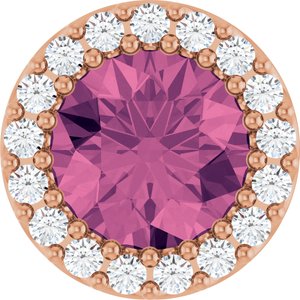 Natural Pink Tourmaline And 1/8 Ctw Natural Diamond Halo-Style Pendant (Style 88590)