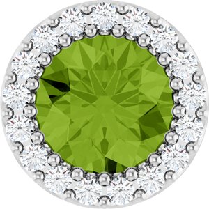 Natural Peridot And 1/8 Ctw Natural Diamond Halo-Style Pendant (Style 88590)