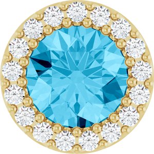 Natural Aquamarine And 1/8 Ctw Natural Diamond Halo-Style Pendant (Style 88590)