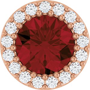 Natural Mozambique Garnet And 1/8 Ctw Natural Diamond Halo-Style Pendant (Style 88590)