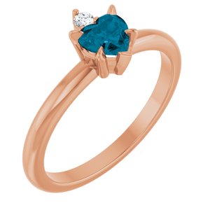 Natural London Blue Topaz And .03 CT Natural Diamond Ring (Style 72434)