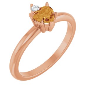 Natural Citrine And .03 CT Natural Diamond Ring (Style 72434)
