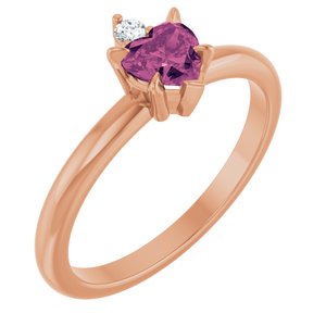 Natural Pink Tourmaline And .03 CT Natural Diamond Ring (Style 72434)