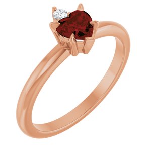 Natural Mozambique Garnet And .03 CT Natural Diamond Ring (Style 72434)